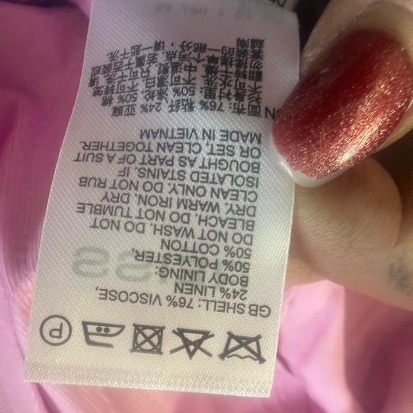 NWT Reiss Raine Tailored Pink Wide-Leg Linen Blend Trouser Pants - Picture 16 of 16